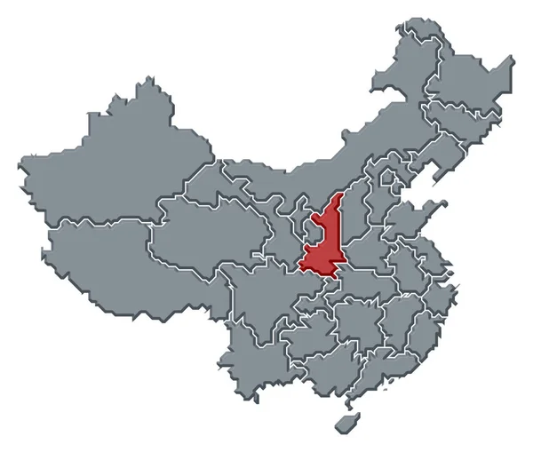 Πολιτικός Χάρτης Της Κίνας Τις Διάφορες Επαρχίες Όπου Αναδεικνύεται Shaanxi — Φωτογραφία Αρχείου