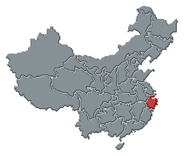 浙江省が強調されているいくつかの州と中国の政治地図 — ストック写真