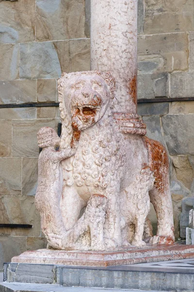 Lion Porch Transept Facade Basilica Santa Maria Maggiore Bergamo Which — Stock Photo, Image