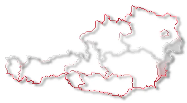 Mapa Político Austria Con Los Varios Estados Donde Destaca Burgenland — Foto de Stock