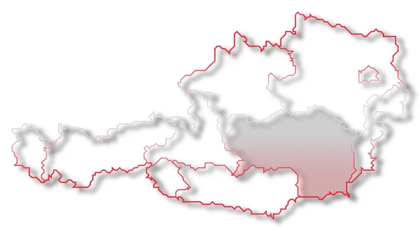 Mapa Político Austria Con Los Varios Estados Donde Destaca Estiria —  Fotos de Stock