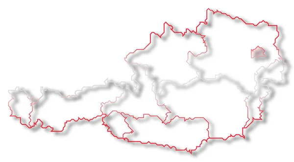 Mapa Político Áustria Com Vários Estados Onde Viena Destaque — Fotografia de Stock