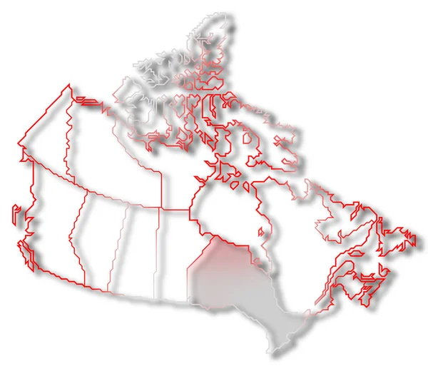 Mapa Político Canadá Com Várias Províncias Onde Ontário Destaque — Fotografia de Stock