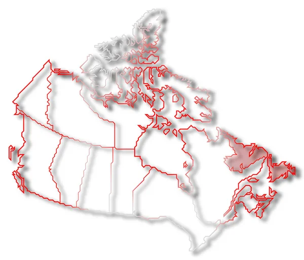 Mapa Político Canadá Con Las Varias Provincias Donde Destacan Terranova —  Fotos de Stock