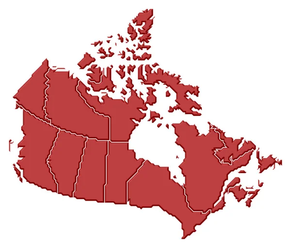 Politieke Kaart Van Canada Met Verschillende Provincies — Stockfoto