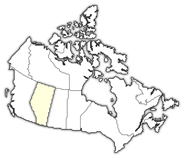 Політична Карта Канади Кількома Провінціями Підкреслюється Альберта — стокове фото