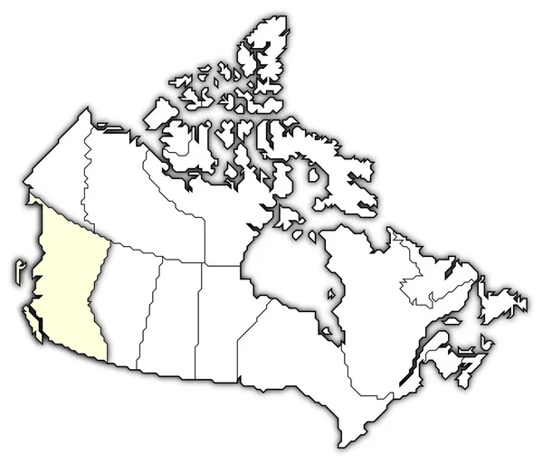 Политическая Карта Канады Несколькими Провинциями Выделена Британская Колумбия — стоковое фото