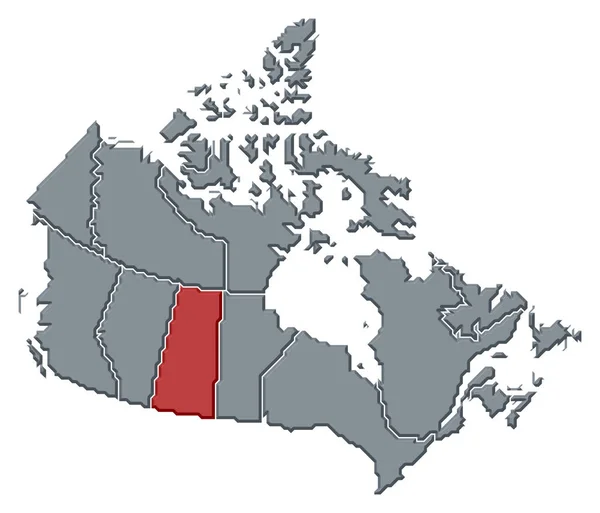 Mapa Político Canadá Con Las Varias Provincias Donde Destaca Saskatchewan — Foto de Stock