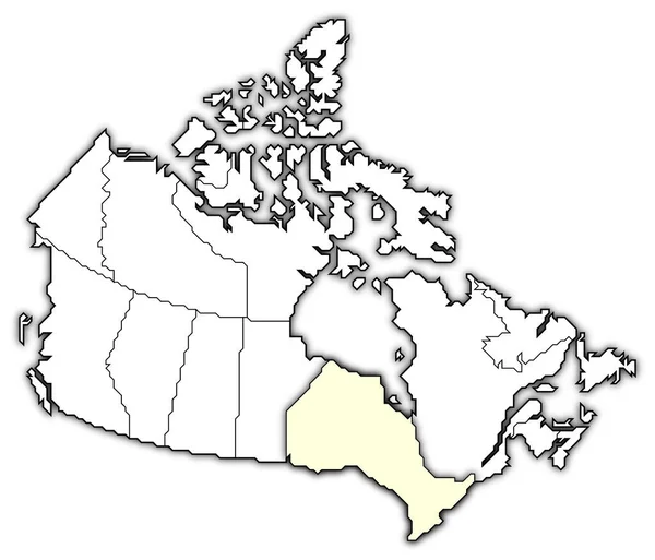 突出强调安大略省的几个省的加拿大政治地图 — 图库照片