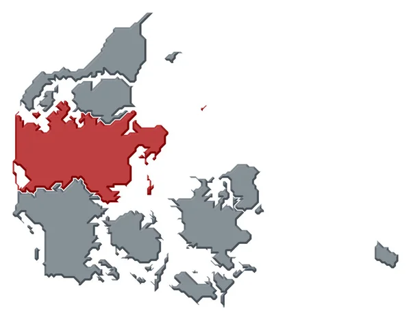Carte Politique Danemark Avec Les Différentes Régions Danemark Central Est — Photo
