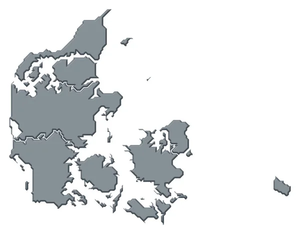 Mapa Político Danmark Con Las Varias Regiones —  Fotos de Stock