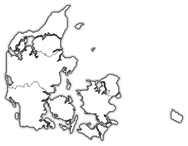 Mapa Político Denmark Con Las Varias Regiones —  Fotos de Stock