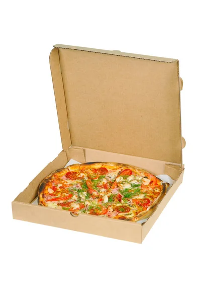 Pizza Box Isolated White Royalty Free Stock Images
