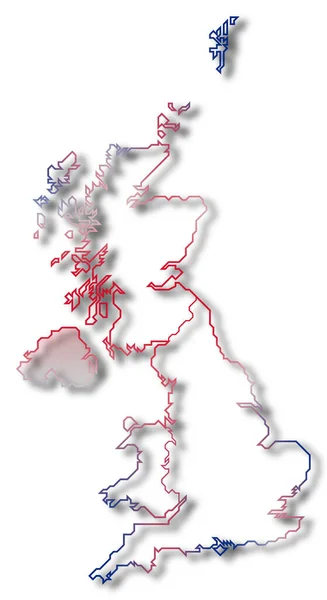 Politisk Karta Över Storbritannien Med Flera Länder Där Nordirland Lyfts — Stockfoto