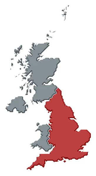 Politická Mapa Velké Británie Několika Zeměmi Kde Zdůrazněna Anglie — Stock fotografie