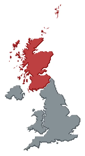 联合王国与突出苏格兰的几个国家的政治地图 — 图库照片