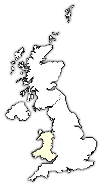 Mapa Político Reino Unido Com Vários Países Onde País Gales — Fotografia de Stock