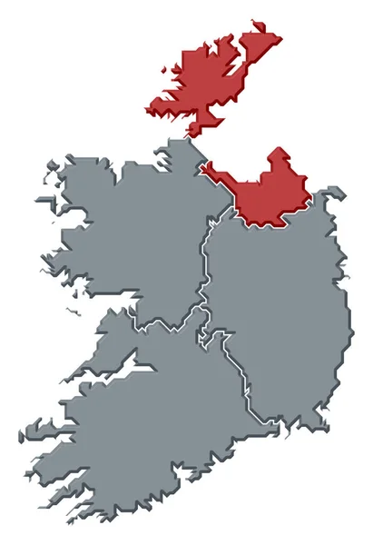 Politische Landkarte Irlands Mit Den Verschiedenen Provinzen Denen Ulster Hervorgehoben — Stockfoto