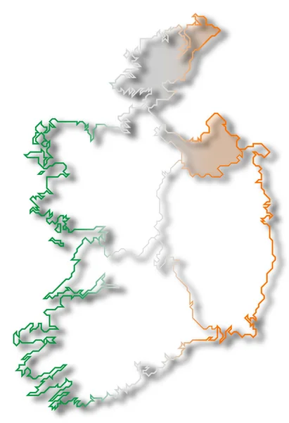 Mappa Politica Dell Irlanda Con Diverse Province Cui Viene Evidenziata — Foto Stock