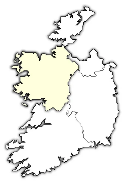 Mapa Político Irlanda Com Várias Províncias Onde Connacht Destaque — Fotografia de Stock
