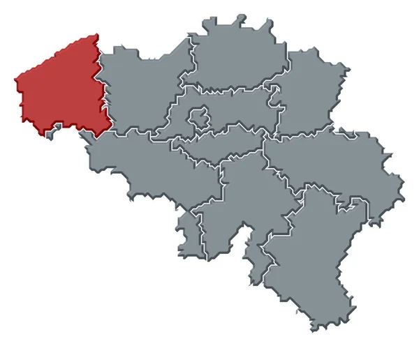 Mapa Político Bélgica Con Los Varios Estados Donde Destaca Flandes —  Fotos de Stock