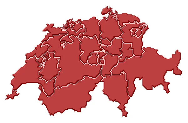 Mapa Político Swizerland Con Los Varios Cantones —  Fotos de Stock