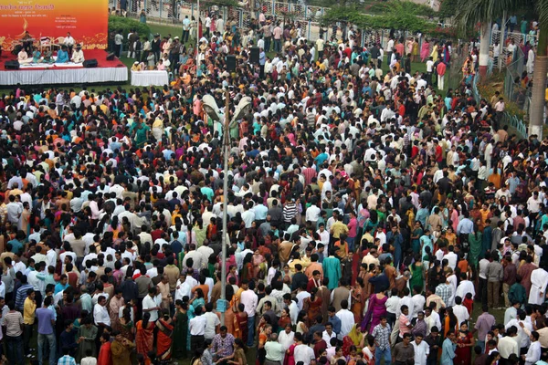 Thousands of people gather in a public place on the occassion of Diwali festival in India.