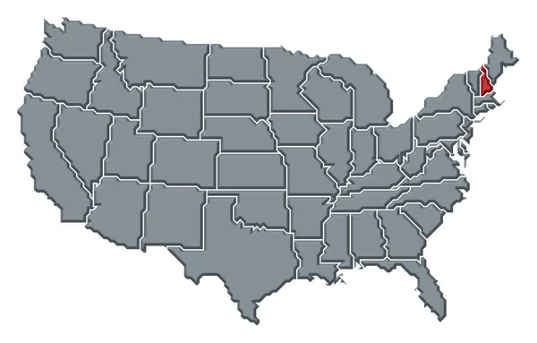 Mapa Político Estados Unidos Con Los Varios Estados Donde Destaca —  Fotos de Stock