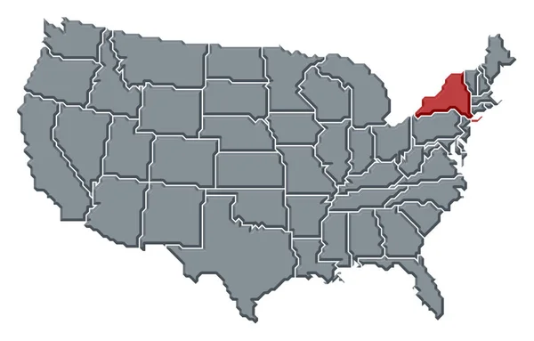 Political Map United States Several States New York Highlighted — ストック写真
