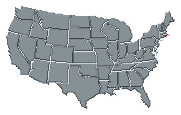 Political Map United States Several States Rhode Island Highlighted — Stock Photo, Image