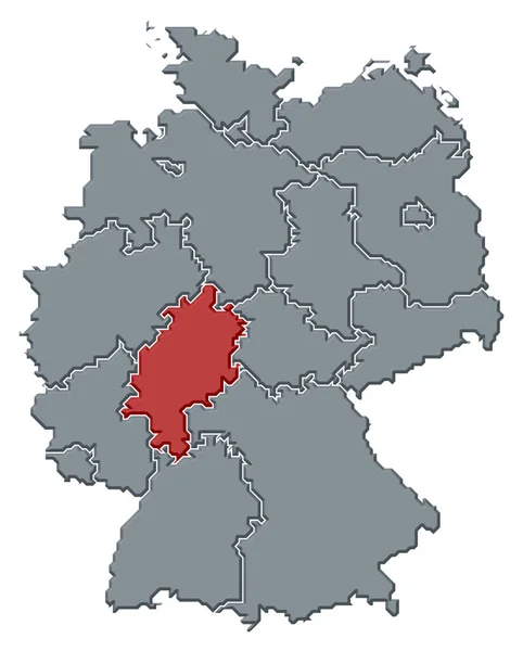 Politische Landkarte Deutschlands Mit Mehreren Bundesländern Denen Hessen Hervorgehoben Wird — Stockfoto