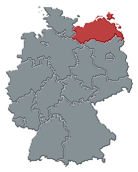 Political Map Germany Several States Mecklenburg Vorpommern Highlighted — Stock Photo, Image