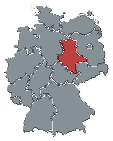 Politische Landkarte Deutschlands Mit Den Bundesländern Denen Sachsen Anhalt Hervorgehoben — Stockfoto