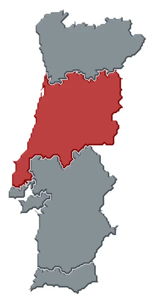 Mapa Político Portugal Con Las Diversas Regiones Las Que Destaca — Foto de Stock