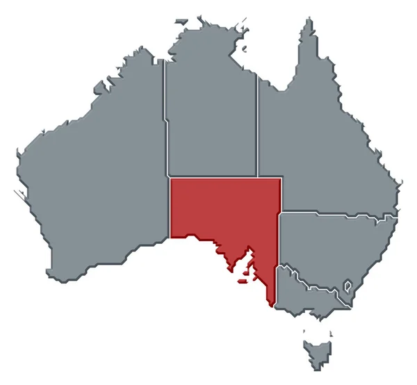 Politisk Karta Över Australien Med Flera Stater Där South Australie — Stockfoto