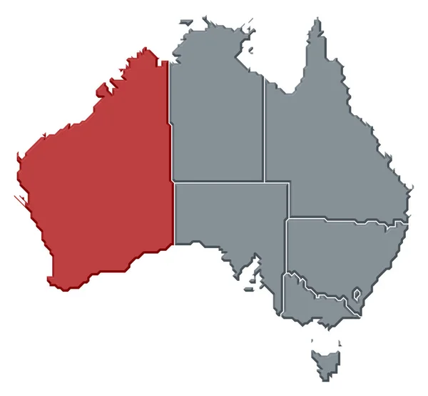 Mapa Político Australia Con Los Diversos Estados Donde Australia Occidental — Foto de Stock