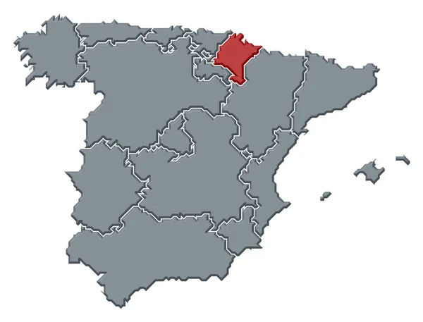 Politische Landkarte Spaniens Mit Den Verschiedenen Regionen Denen Navarra Hervorgehoben — Stockfoto