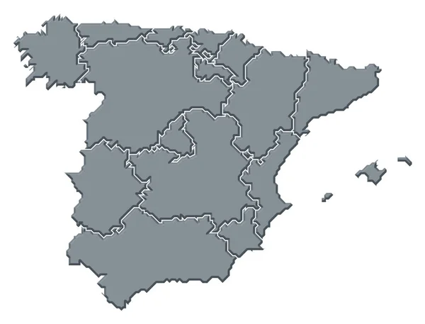 Политическая Карта Испании Несколькими Регионами — стоковое фото