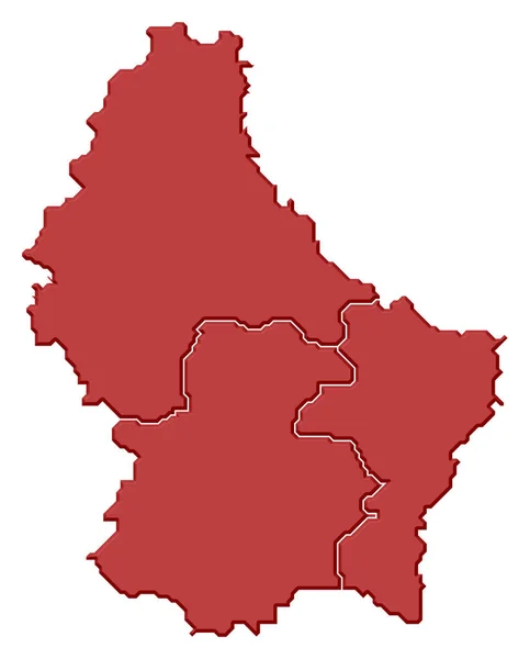 Politische Landkarte Luxemburgs Mit Den Verschiedenen Bezirken — Stockfoto