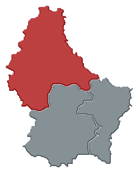 Diekirchが強調されているいくつかの地区とルクセンブルクの政治地図 — ストック写真