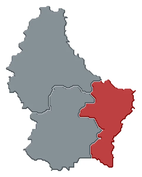 Mapa Político Luxemburgo Con Los Varios Distritos Donde Destaca Grevenmacher —  Fotos de Stock