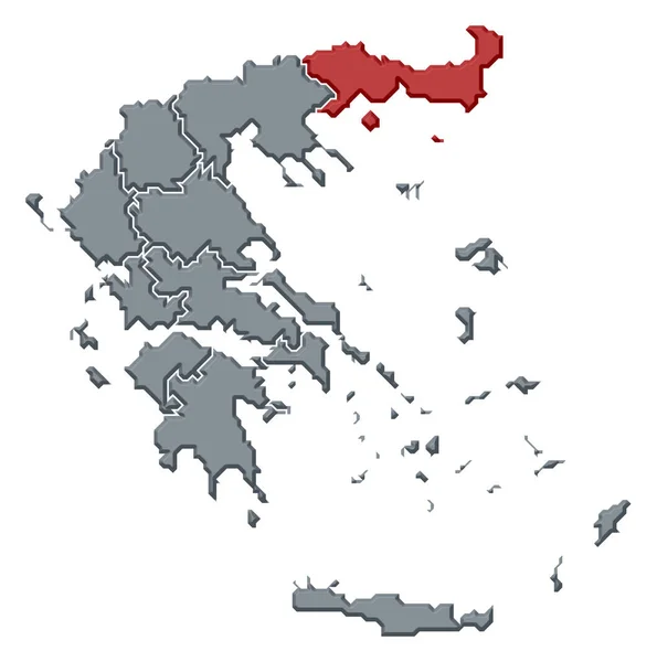 Mappa Politica Della Grecia Con Diversi Stati Cui Viene Evidenziata — Foto Stock