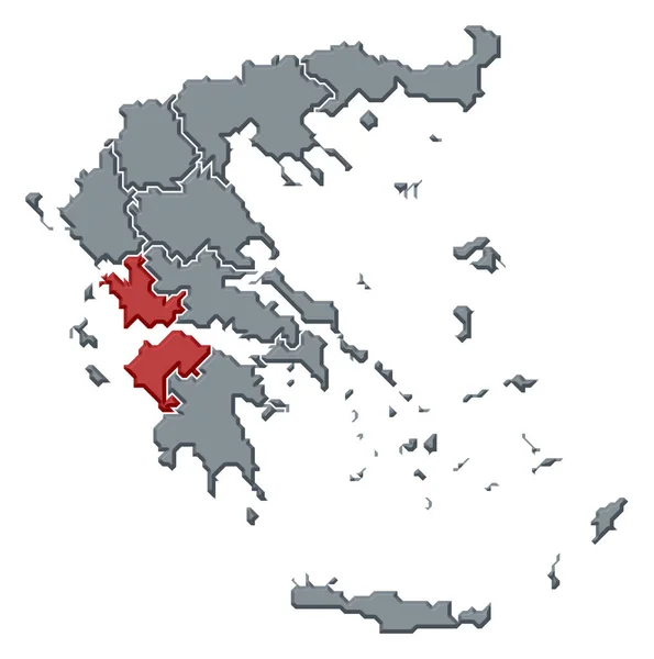 Politisk Karta Över Grekland Med Flera Stater Där Västra Grekland — Stockfoto