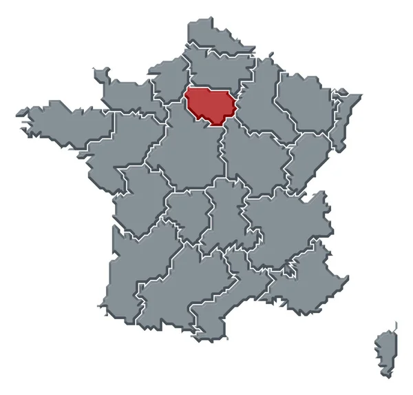 Πολιτικός Χάρτης Της Γαλλίας Τις Διάφορες Περιφέρειες — Φωτογραφία Αρχείου