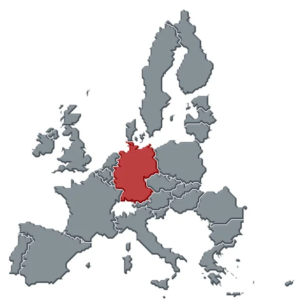 欧盟与强调德国的几个国家的政治地图 — 图库照片