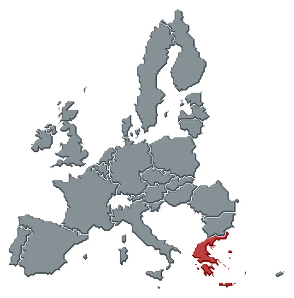 Politisk Karta Över Europeiska Unionen Med Flera Stater Där Grekland — Stockfoto