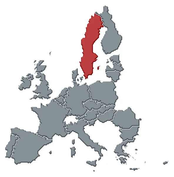 Carte Politique Union Européenne Avec Les Différents États Suède Est — Photo