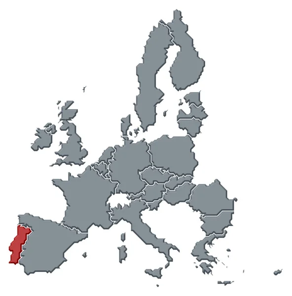 Політична Карта Європейського Союзу Кількома Державами Наголошується Португалія — стокове фото