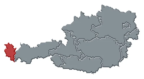 Politische Landkarte Österreichs Mit Mehreren Bundesländern Denen Vorarlberg Hervorgehoben Ist — Stockfoto