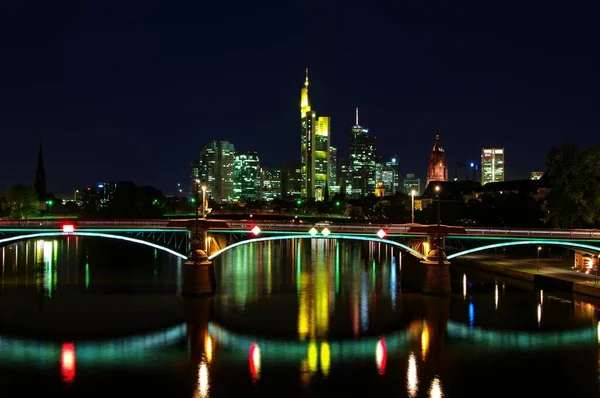 Blue Hour Night Frankfurt — Stock Photo, Image